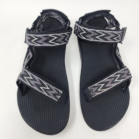 Vintage Teva Sandals Men 9 USA Made Grey Black Zigzag Sport Water Fishing Shoes - Picture 3 of 11